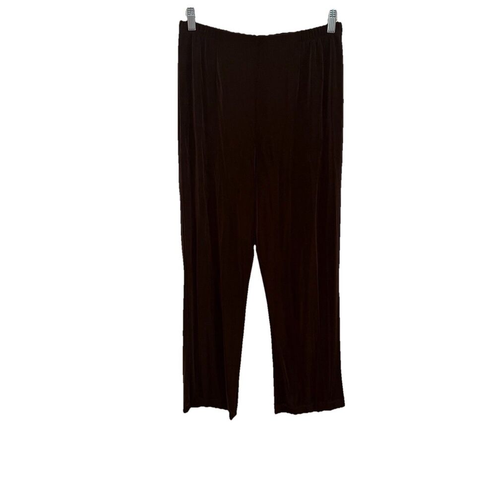 Chicos Travelers Brown Stretch Pants Size 1 M 8-10 Petite Short Travel slinky